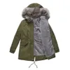 Prendas de abrigo para mujer Parkas de invierno Sherpa forrado de piel sintética con capucha medio largo Safari Parka abrigo chaqueta de algodón de talla grande S-5XL