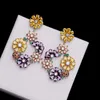 Korean brand luxury color zircon flower s925 silver needle drop earrings jewelry temperament women highend zircon palace style ea6962822