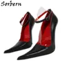 Sorbern Black Matt Itlay Style Women Dress Shoes Long Pointy Toes Stilettos Steel High Heels 14Cm 16Cm Genuine Leather Night Club Party Heel