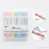 12 Pcs/Set Double Headed Highlighters Stationery Mild Highlighters Pens Colored Drawing Painting Highlighter Art Marker Pens WDH1197 T03