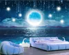 Beibehang personnalisé papier peint peint peint eau lune lune lune lumière Stare paysagiste salon chambre télévision fond de fond de fond 3d