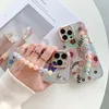 Polsband ultra dunne IMD Soft TPU Clear Floral Phone Cases voor iPhone 13 12 11 Pro Max XR XS X 8 7 Plus Electroplating Case