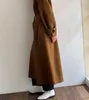 Mélanges de laine pour femmes 2021 Manteau d'hiver Femme Manteaux de laine élégants Coréen X-Long Veste avec ceinture Manteaux à simple boutonnage1