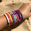 Charm Bracelets Recyclable Polymer Clay Disc Beads Waxed String Women Femme Boho Mixed Color Wristband Jewelry1