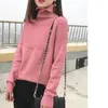 VM Women Sweater Turtleneck Pullover Sweaters Warm Tjock Plus Size Black Sweater Grey Pink Khaki Casual Knitting Tops 201221