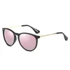 2022 Retro Luxo Clássico Rodada Polarized Sunglass Homens Marca Digner Lente Rosa Sol Mulheres Vintage Black Black Eyewear