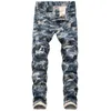 Slim Fit Camo Men Jeans Army Green Camuflage chude jeansowe dżinsowe dżinsowe dżinsy streetwearu dla mężczyzn calca Masculina1553 201128