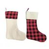 Julstrumpor ornament Plaid Black Red Xmas Tree Socks Candy Gift Storage Bag Hängande Hängande Party Decoration LSK1825