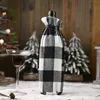 New Christmas Plaid Wine Bottle Covers Bags Drawstring Black Red Plaids Champagne Wines Bottles Cover Xmas Gift Bag Decoration BH4130 TYJ