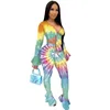 Spot 2023 European and American hot style printing suit fungus side polyester mesh sexy nightclub two-piece suit