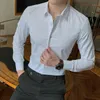 2020 Nowa moda bawełna z długim rękawem z długim rękawem Solid Slim Fit Male Social Casual Business White Black Sukienka Koszula 5xl 6XL 7XL 8XL1