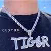 Custom Name Words Letters Pendant Gold silver Color Charm Zirconia Men's Hip Hop Necklace Chain Rock Jewelry192k