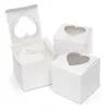 심장 모양의 창 단일 PVC 컵케익 상자 새로운 스타일 단일 컵케익 상자 파티 50pcs 201029