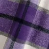 femmes mode unique breasetd violet plaid longue veste outwear nouveau élégant à manches longues poches automne laine vestes femme 201019