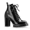 Yüksek topuklu çizmeler Sonbahar kış Kaba topuk tasarımcı kadın ayakkabıları Desert Boot deri fermuar mektup Kalın topuk ayakkabısı Bağcıklı Moda bayan Topuklular Büyük boy 35-42 Kutu ile