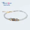 Btone Mini Energy Gem Stone Labradorite Beads Bracelet with Real Gold Plated Spacers