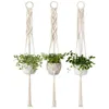 Macrame Plant Hanger Set Of 3 Indoor Wall Basket Flower Pot Holder Home Decor Boho Hanging Planter Y200709