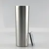 Sanded Cups 20oz Skinny PreSanded Tumblers with Straw Lid Stainless Steel Double Wall Slim Water Bottle Insulated Vacuum Silver C1516657