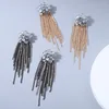 Tassel Imitation Diamond Dangle Earrings For Women High Quality Fashion Silver Color Rhinestone Long Drop Earrings Jewelry