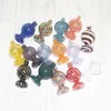 Assorted Color Smoking Cyclone Striped Spinning Glass Carb Caps för 25mm Banger med stor luftflödesglas DAB Rigs Bowl