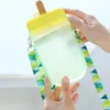 Cute Straw Cup New Plastic Popsicle Water Bottle With Rope Outdoor Transparent Juice Drinking Cup Suitable For Adult Children 201204