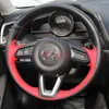 För Mazda 3/6 OnXela CX-4 CX-3 Atenza CX-5 DIY Custom Leather Hand-Sewn Steering Wheel Cover Car Interior Accessoarer