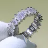 Ringas de cluster Casal de jóias de luxo exclusivo 925 Sterling Silver Princess White Topaz Cz Diamond Gemtones Mulheres Casamento