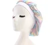 Muslimska kvinnor sträcker bred brimmed silke satin bandana natt sovande turban hatt headwrap bonnet kemo cap hår tillbehör