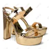 RONTIC handgemaakte vrouwen platform sandalen gesp strap patent lederen blok hakken open teen prachtige zilveren partij schoenen US maat 5-20
