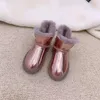 Stivali da neve invernali per bambini in pelle di mucca con pelliccia di pecora Stivaletti da neve per ragazzi e ragazze con bottoni Scarpe da sci per bambini impermeabili LJ201201