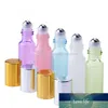 5ml 0,17 onças portátil colorido rolos de vidro essenciais Perfume Bottles Oil viagem recarregável de metal Roller Ball Bottlejavascript: