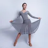 Vestido de baile latino para mujer Otoño Invierno ropa de práctica competición de manga larga Rumba Tango disfraces VO1461