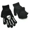 Guanti invernali caldi lavorati a maglia per alunni di 5-12 anni Halloween Skull Ghost Claw Glove Fingers Mittens Black