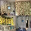 12pcs Artificial Plants Decorative Flowers & Wreaths Liana LED Leaf Garland Silk Rattan Leaf Vine Hanging For Home Living Room Decoration Accessories Creeper