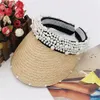 Luxe Pearl Summer Hat Woman Visors Casquettes Caps Designer Cap Beach Hoeden Top Beanie Zeer kwaliteit 6140616