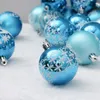 24pcs blue Painted christmas balls Christmas tree hanging ball decor 6cm Barrels Ball Ornaments for Xmas Party Festive Gift T200117