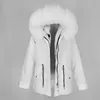 OFTBUY Parka impermeabile rimovibile Cappotto in vera pelliccia Giacca invernale da donna Collo in pelliccia di volpe naturale Cappuccio Fodera calda spessa Capispalla