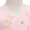 На складе Fancy розового бисер платье девушки цветка для свадьбы 3-10Y Bow Формального платья для девочек Элегантного бального платья Pageant Тюля