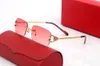 Designer Brand Luxury Carti Solglasögon Ramar Fashion Men Gold Rimless Gyeglasses For Man Anti Reflective Solglas Metal Silver Frameless Glass