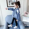 Mode Filles Vestes pour le printemps 2020 Enfants Jeans Manteaux Dentelle Fleur Blanche Vêtements Adolescent Col Rabattu Denim Tops 6 8 12Y LJ201120