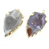 Pozłacane grotów Druzy Drusy Gemstone Losowe Kolor Wisiorek Nieregularny Naturalny Kwarcowy Agat Geode Crystal Cluster Kamień Włócznia Strzałka Głowy Punkt Wisiorki Charms