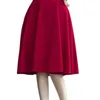 5xl plus size kjol hög midja s kvinnors vita knälängd botten veckade saia midi rosa svart röd blå w220314
