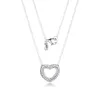 2020 Ny Höst Silver Snake Chain Pattern Heart Necklace 925 Sterling Silver Smycken Kedja Hängsmycke Halsband för Kvinnor Män Q0531