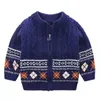 Baby Boys Sweaters Jackets Autumn Winter New Children's Print Knitted Coats Children's Boys Cardigan Coat Toddler Outwear 201128