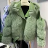 Maylofuer Real Fox Fur Coat med äkta fårskinn Läderjacka Långärmade 100% naturliga räv pälsrockar för kvinnor Hot Sale 201124