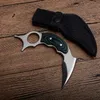 Haute Qualité Karambit 440C Satin Lame Full Tang Micarta Poignée Lames Fixes Couteaux À Griffe Couteaux Tactiques Avec Gaine En Cuir