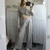 Koreanische Sommer Zwei Stück Set Frauen Crop Top Sexy Spitze-up Blazer Mantel + Hohe Taille Hosen Anzug Sets herbst Streetwear 2 Stück Sets 220308