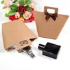 Tack Presentväska med handtag Fällbart Kraft Paper Wedding Party Favor Wrapping Candy Chocolate Perfume Packaging