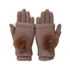 Cinq doigts gants mode femelle tactile hivernale femme chaude cuir plein doigt extensible épais femmes 18366731