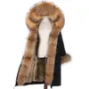 Nowa wodoodporna kurtka zimowa Real Fur Coat Kobiety X-Long Parka 7XL Real Rabbit Fur Liner Naturalny Raccoon Fur Collar Z Kapturem 201212